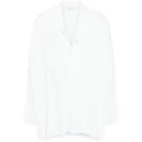 yohji yamamoto chemise en coton à col asymétrique - blanc