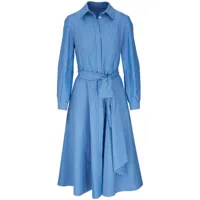 carolina herrera robe-chemise ceinturée à rayures - bleu