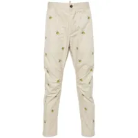 dsquared2 pantalon chino embroidered fruits - tons neutres