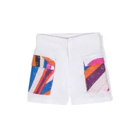 pucci junior short taille-haute à broderie anglaise - blanc