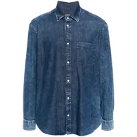 dondup chemise en jean en coton stretch - bleu