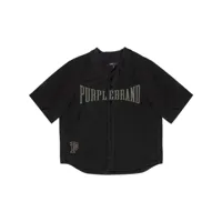 purple brand chemise en coton à logo imprimé - noir
