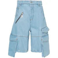 gcds short en jean à plaque logo - bleu