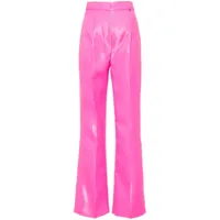 nissa pantalon droit en taffetas à poches cargo - rose