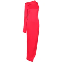 genny robe longue en satin à design asymétrique - rouge