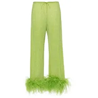 oséree pantalon lumiere bordé de plumes - vert