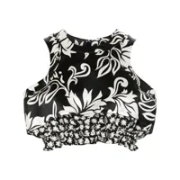 sacai floral-print cropped top - noir