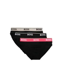 boss slips en coton à bande logo (lot de trois) - noir