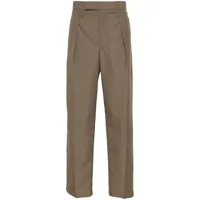 lemaire pantalon droit à détails de plis - marron