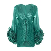 costarellos robe courte à effet métallisé - vert