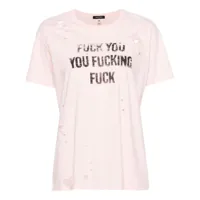 r13 t-shirt en coton à slogan imprimé - rose