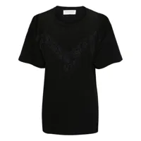 ermanno firenze floral-lace cotton t-shirt - noir