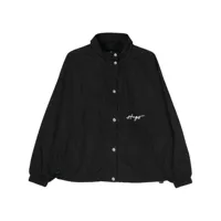 hugo veste zippée à logo brodé - noir
