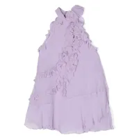 miss blumarine robe volantée en chiffon - violet