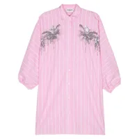 essentiel antwerp robe-chemise en coton à rayures - rose