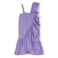 miss blumarine robe volantée à logo imprimé - violet