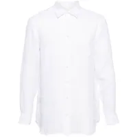 120% lino chemise en lin à manches longues - blanc