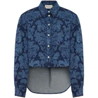 alexander mcqueen chemise en jean à motif damask - bleu