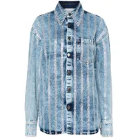 giuseppe di morabito chemise en jean à ornements en cristal - bleu