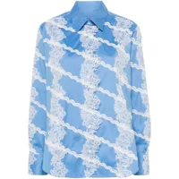 viktor & rolf chemise à détail en dentelle - bleu
