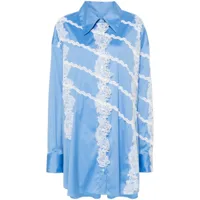 viktor & rolf robe)chemise à détails en dentelle - bleu