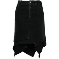 sacai jupe en jean à design asymétrique - noir