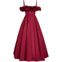 giambattista valli robe bustier longue à fleurs - rouge