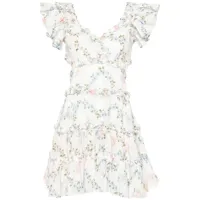 needle & thread robe courte en coton à fleurs - blanc