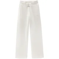 woolrich pantalon de jogging en coton à logo brodé - blanc