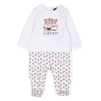 aigner kids pyjama à logo ourson imprimé - blanc