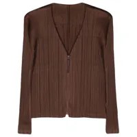 pleats please issey miyake cardigan monthly colours: september - marron