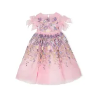 marchesa kids couture robe évasée à fleurs brodées - rose