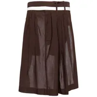 hed mayner jupe plissée à taille ceinturée - marron