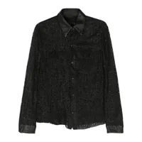 salvatore santoro chemise en cuir à design de perforations - noir