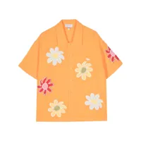 mira mikati chemise en coton à fleurs brodées - orange