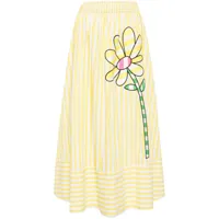 mira mikati jupe mi-longue rayée à fleurs - jaune