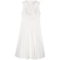 roland mouret robe mi-longue en coton à col v - blanc