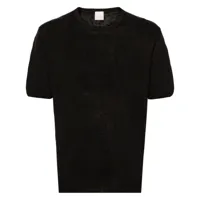 120% lino t-shirt en lin à col rond - noir