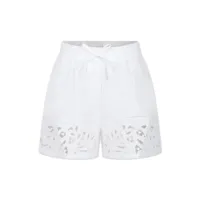 ermanno scervino junior lace-panel linen-cotton shorts - tons neutres