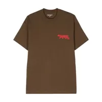 carhartt wip t-shirt rocky à logo imprimé - marron