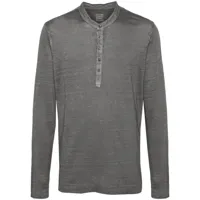 120% lino t-shirt en lin à manches longues - gris