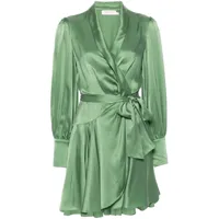 zimmermann robe portefeuille à coupe courte - vert