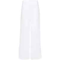 120% lino pantalon droit en broderie anglaise - blanc