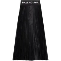 balenciaga jupe plissée à logo en jacquard - noir