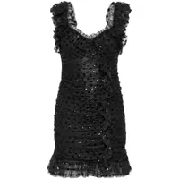 needle & thread robe courte dotty à fronces - noir