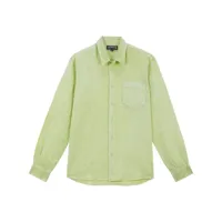 vilebrequin chemise en lin à logo brodé - vert