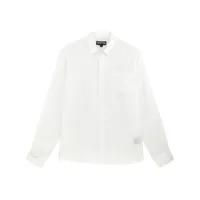 vilebrequin chemise en lin à logo brodé - blanc