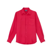 vilebrequin chemise en lin à logo brodé - rouge