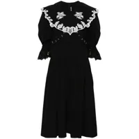 chopova lowena robe en coton à fleurs brodées - noir