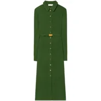 tory burch robe-chemise à taille ceinturée - vert